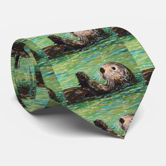 Zee Otter Painting Stropdas (Opgerold)