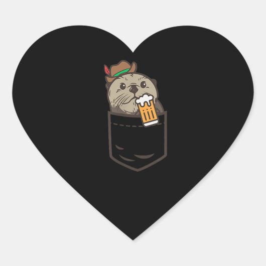 Zee Otter Pocket Drink bier Hart Sticker (Voorkant)