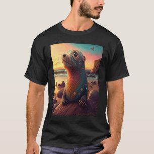 Zee Otter Retro Sunset Cute Otter T-shirt