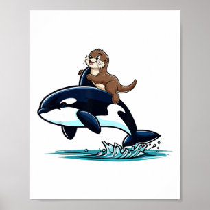 Zee Otter Riding Orca Kostuum Zee Dierenvriend Kin Poster
