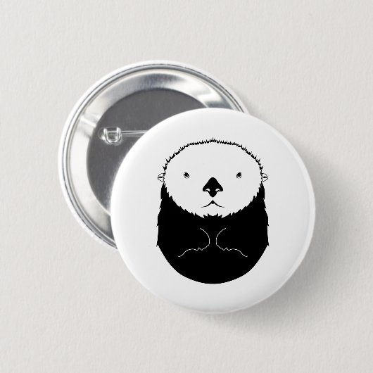 Zee Otter Silhouette Ronde Button 5,7 Cm (Voorkant /achterkant)