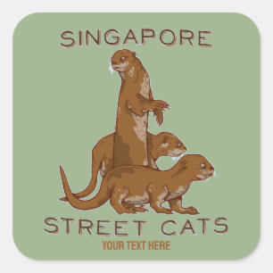 Zee Otter Singapore Street Cats Vierkante Sticker