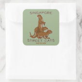 Zee Otter Singapore Street Cats Vierkante Sticker (Tas)
