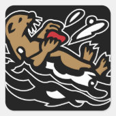 Zee otter vierkante sticker (Voorkant)