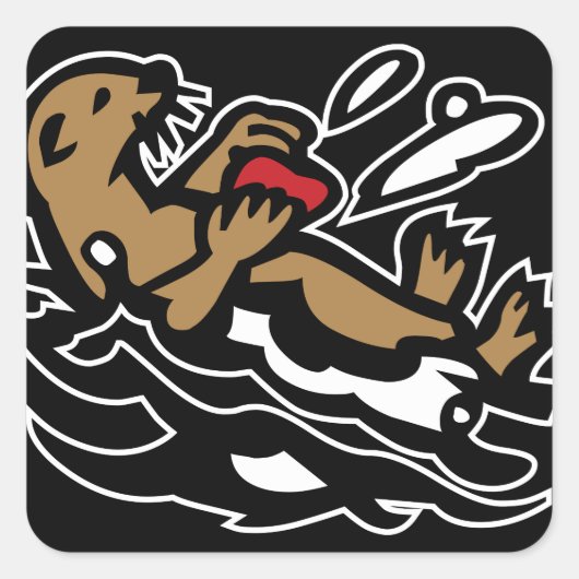 Zee otter vierkante sticker (Voorkant)