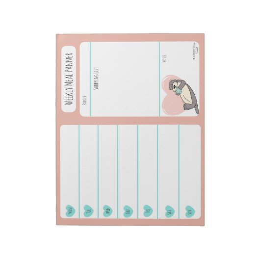 Zee Otter Weekly Meal Planer notitieblok (Linkerzijde)