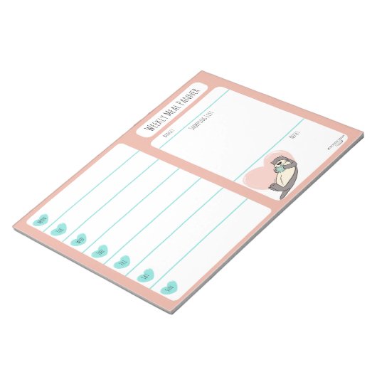 Zee Otter Weekly Meal Planer notitieblok (Schuin)