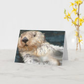 Zee Otter Wenskaart Kaart (Gele Bloem)