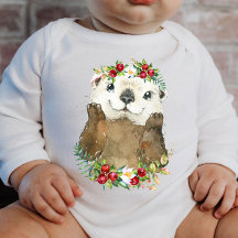 Zee Otter Woodland Animal Wreath | Baby Bodysuit