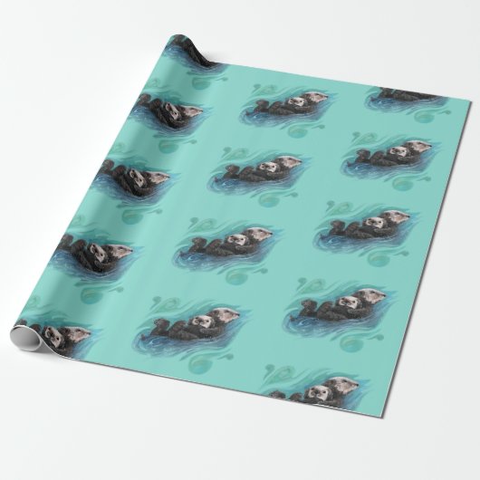 Zee Otter Wrapping Paper Roll Cadeaupapier (Uitgerold)