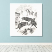 Zee otters 1800s otterillustratie Canvas Afdruk (Insitu (Houten vloer))