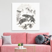  Zee otters 1800s otterillustratie Canvas Afdruk (Insitu (Woonkamer))