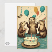 Zee Otters Birthday Party Flat Wenskaart Bedankkaart (Voorkant / Achterkant)