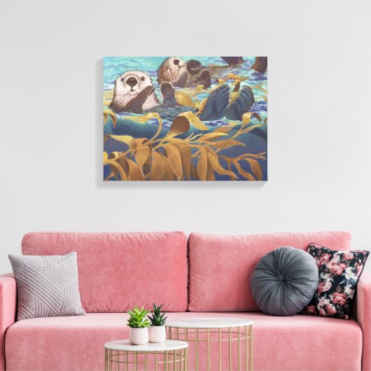 zee otters canvas afdruk (Insitu (Woonkamer))