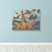 zee otters canvas afdruk (Insitu (Houten vloer))
