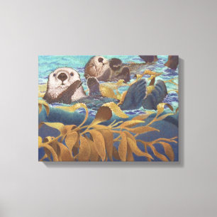 zee otters canvas afdruk