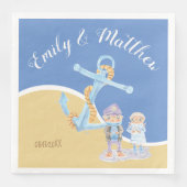 Zee Otters Cartoon nautische bruiloft papier serve Servet (Voorkant)