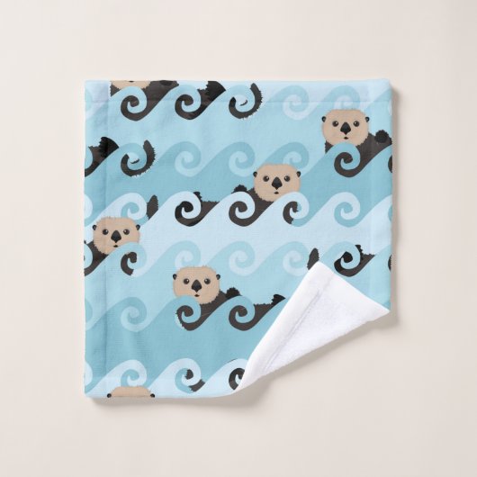 Zee Otters die de golven uitrusten Bad Handdoek (Wasdoekje)
