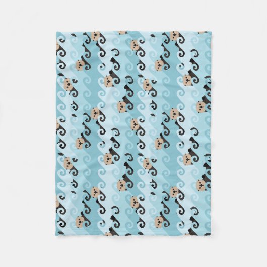 Zee Otters die de golven uitrusten Fleece Deken (Voorkant)