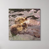 Zee Otters Holding Hands Canvas Afdruk (Voorkant)