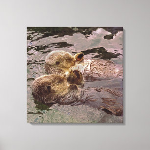 Zee Otters Holding Hands Canvas Afdruk