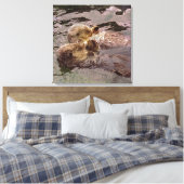 Zee Otters Holding Hands Canvas Afdruk (Insitu (Slaapkamer))