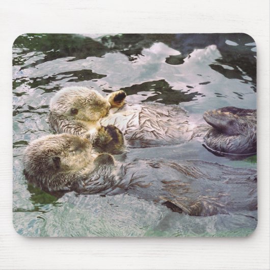 Zee Otters Holding Hands Muismat (Voorkant)