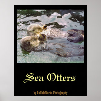 Zee Otters Holding Hands Poster