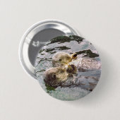 Zee Otters Holding Hands Ronde Button 5,7 Cm (Voorkant /achterkant)