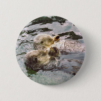 Zee Otters Holding Hands Ronde Button 5,7 Cm