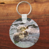 Zee Otters Holding Hands Sleutelhanger (Voorkant)
