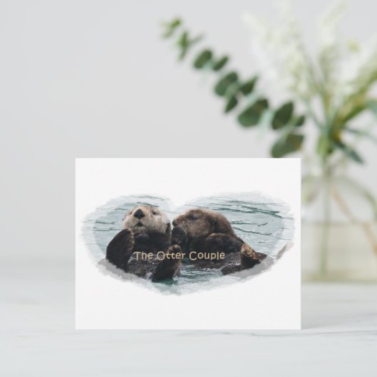 Zee Otters in een hart Briefkaart (Staand voorkant)