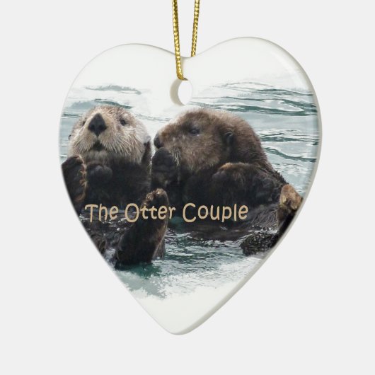 Zee Otters in een hart Keramisch Ornament (Links)