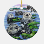 Zee Otters in Kelp Ceramic Ornament (Achterkant)