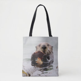 Zee Otters Love Crab for Breakfast Tote Bag