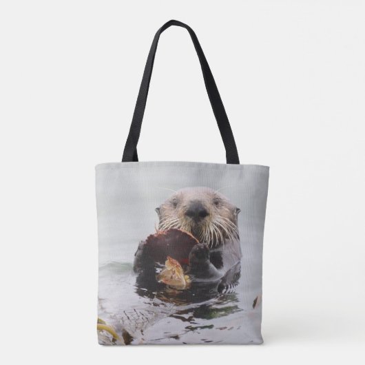 Zee Otters Love Crab for Breakfast Tote Bag (Achterkant)
