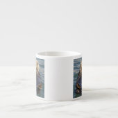 Zee otters spelen op ijsbergen bij verrassingsinla espresso kop (Voorkant)