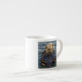 Zee otters spelen op ijsbergen bij verrassingsinla espresso kop (Voorkant rechts)