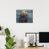 Zee otters spelen op ijsbergen bij verrassingsinla poster (Thuiskantoor)