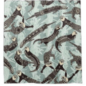 zee otters zilver douchegordijn (Voorkant)