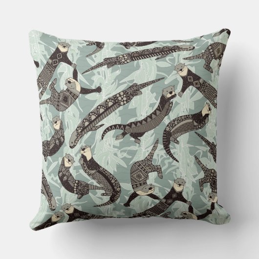 zee otters zilver kussen (Achterkant)