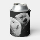 Zee otters: zwart wit paar. blikjeskoeler (Blikje Voorkant)