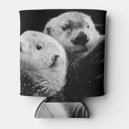 Zee otters: zwart wit paar. blikjeskoeler (Voorkant)