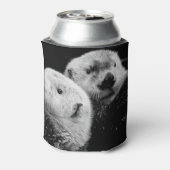 Zee otters: zwart wit paar. blikjeskoeler (Blikje Achterkant)