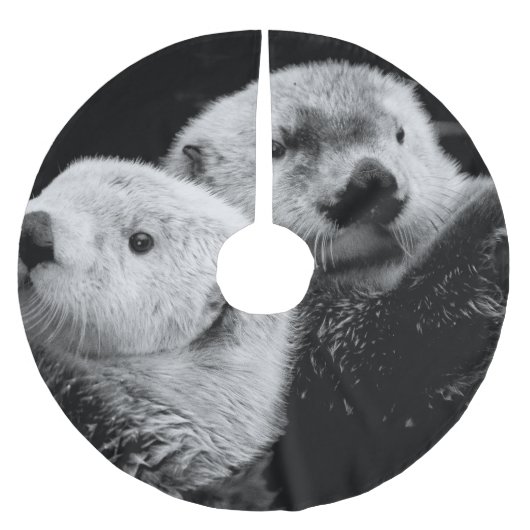 Zee otters: zwart wit paar. kerstboom rok (Voorkant)