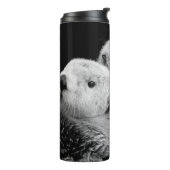 Zee otters: zwart wit paar. thermosbeker (Gedraaid links)