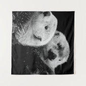 Zee otters: zwart wit paar. wandkleed (Voorkant (horizontaal))