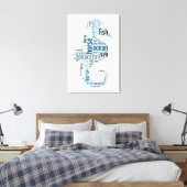 Zee paard als woordwolk ontwerp canvas afdruk (Insitu (Slaapkamer))