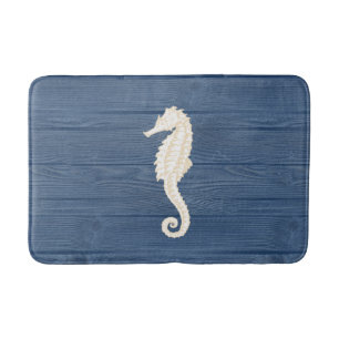 Zee Paard  Blauw Hout Bath Rug Badmat