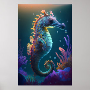 Zee Paard Dierenportret Schilderij Wildlife Ocean Poster